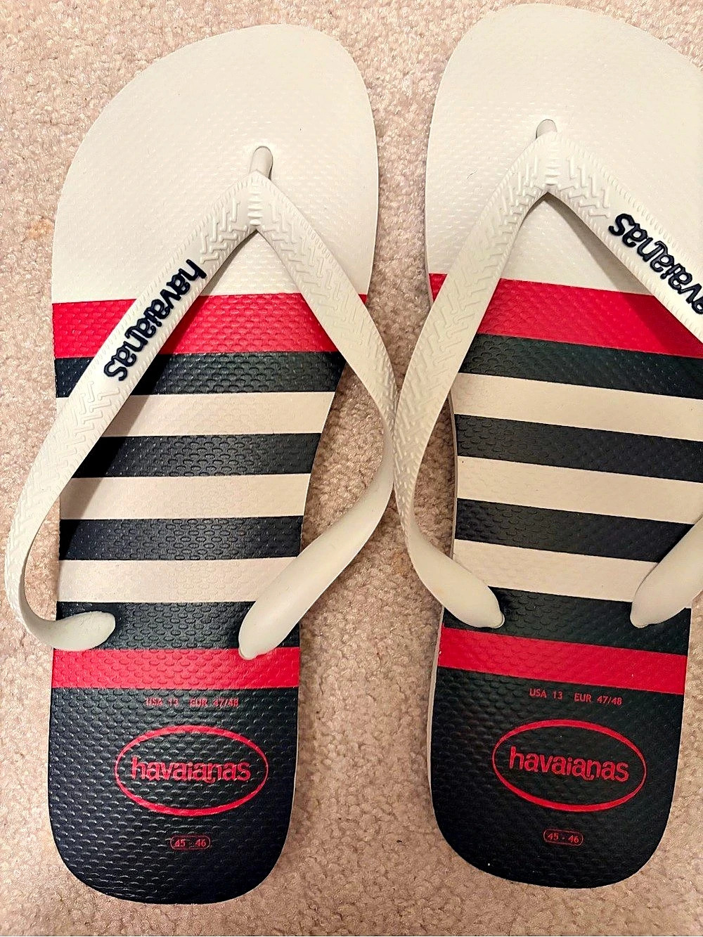 Havaianas Top Nautical Flip Flops Black & Red US 13